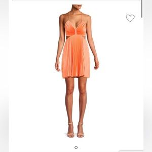 A.L.C. Mini Dress - Ari Back Tie Pleated Mini Dress - Nectar/Tangerine